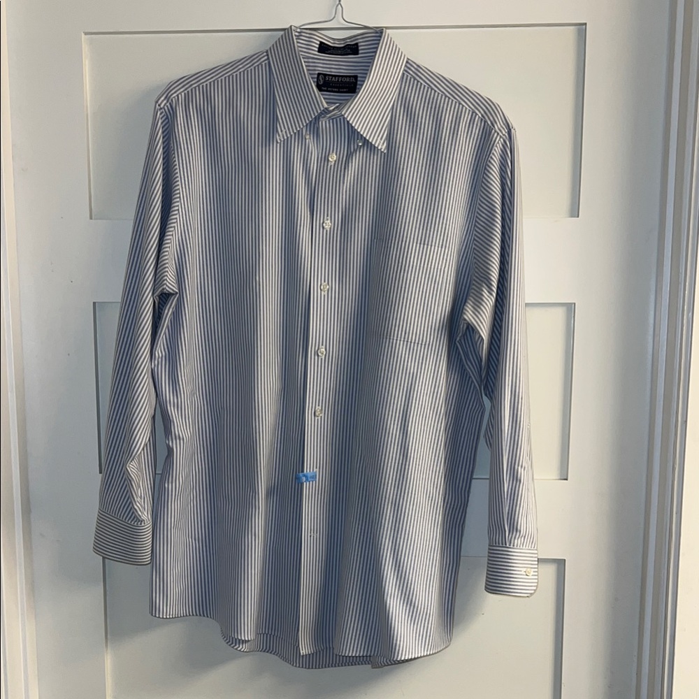 Stafford Classic Blue and White Pinstripe Shirt